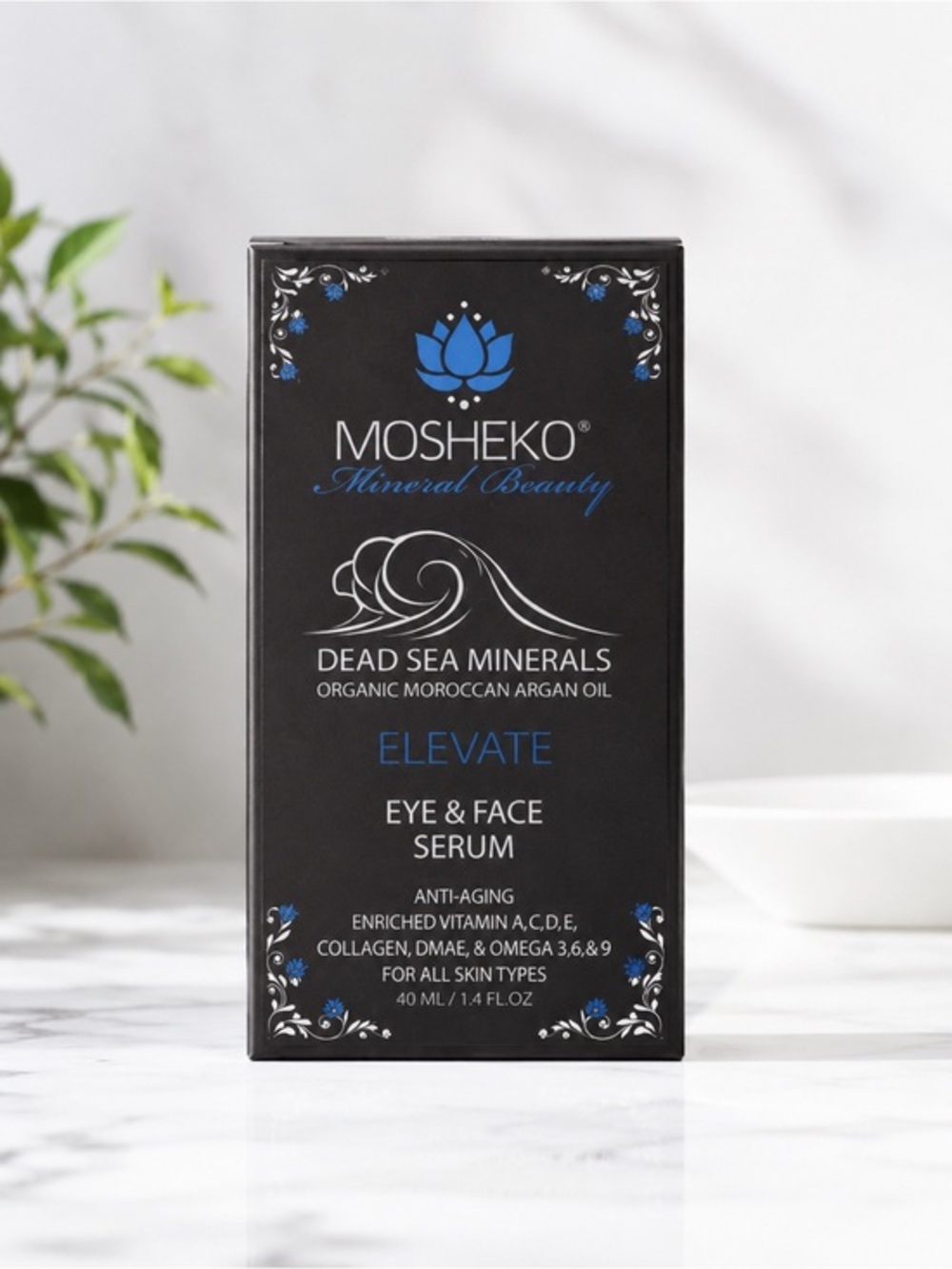 Mosheko Elevate Eye & Face Serum 40ml NIB Dead Sea Minerals Anti Aging Argan Oil